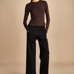 pantalone con elastico in punto milano PENSIL BLACK true avenue 