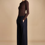 pantalone con elastico in punto milano PENSIL BLU NAVY true avenue 