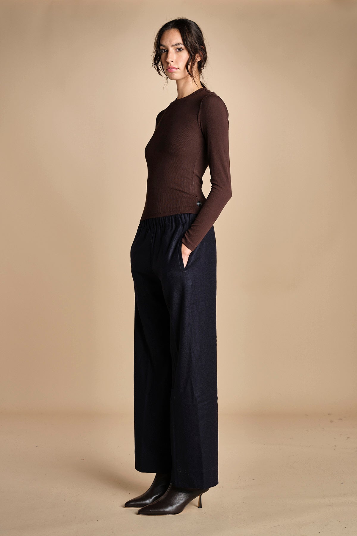 pantalone con elastico in punto milano PENSIL BLU NAVY true avenue 