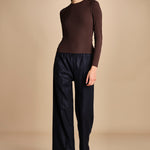 pantalone con elastico in punto milano PENSIL BLU NAVY true avenue 
