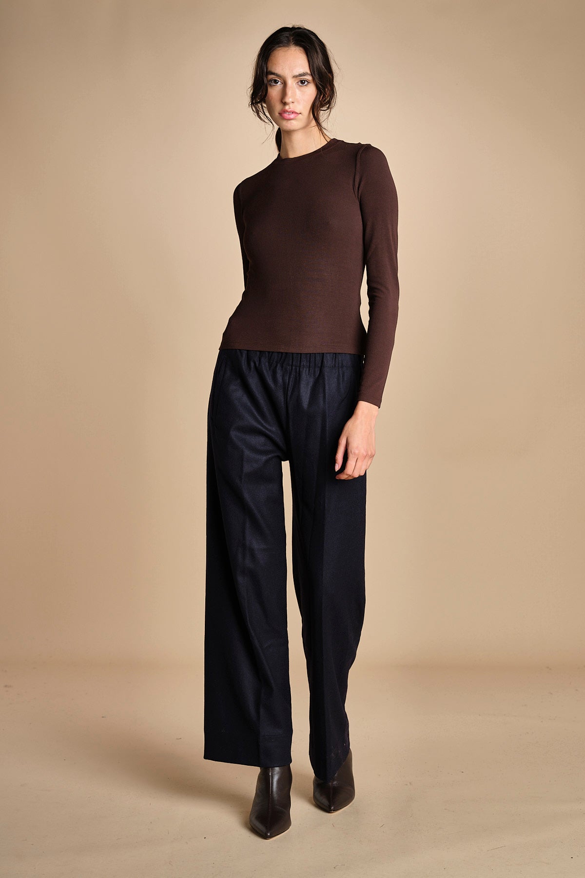 pantalone con elastico in punto milano PENSIL BLU NAVY true avenue 