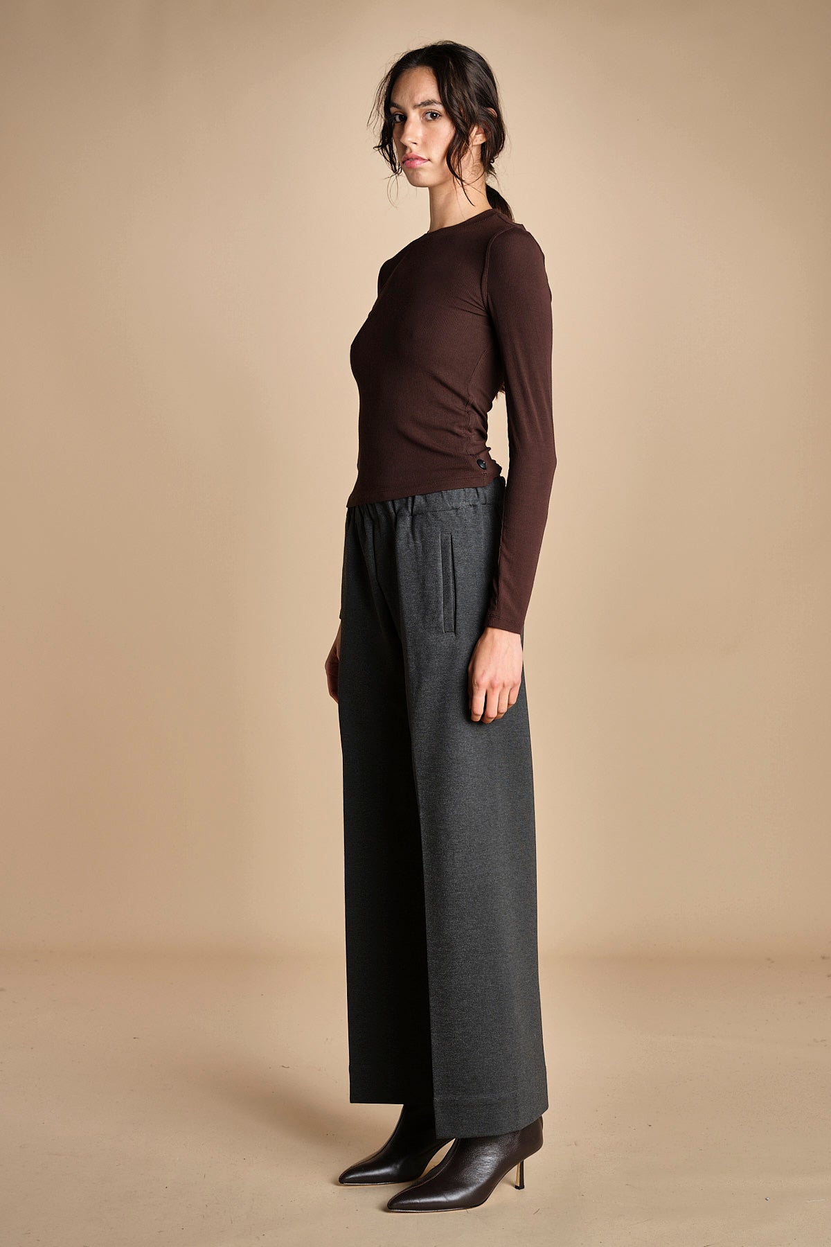 pantalone con elastico in punto milano PENSIL GREYPM true avenue 
