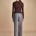 pantalone con elastico in punto milano PENSIL GREY true avenue 