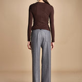 pantalone con elastico in punto milano PENSIL GREY true avenue 