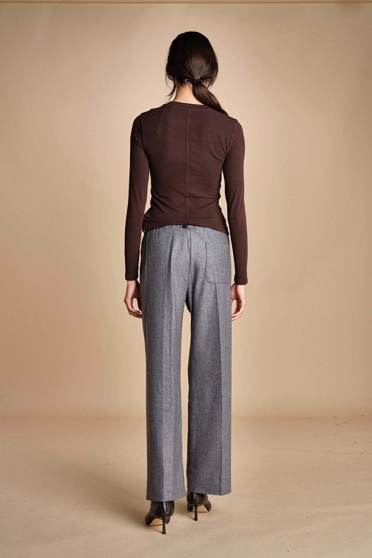 pantalone con elastico in punto milano PENSIL GREY true avenue 