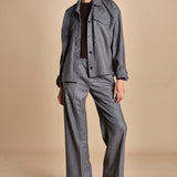 pantalone con elastico in punto milano PENSIL GREY true avenue 