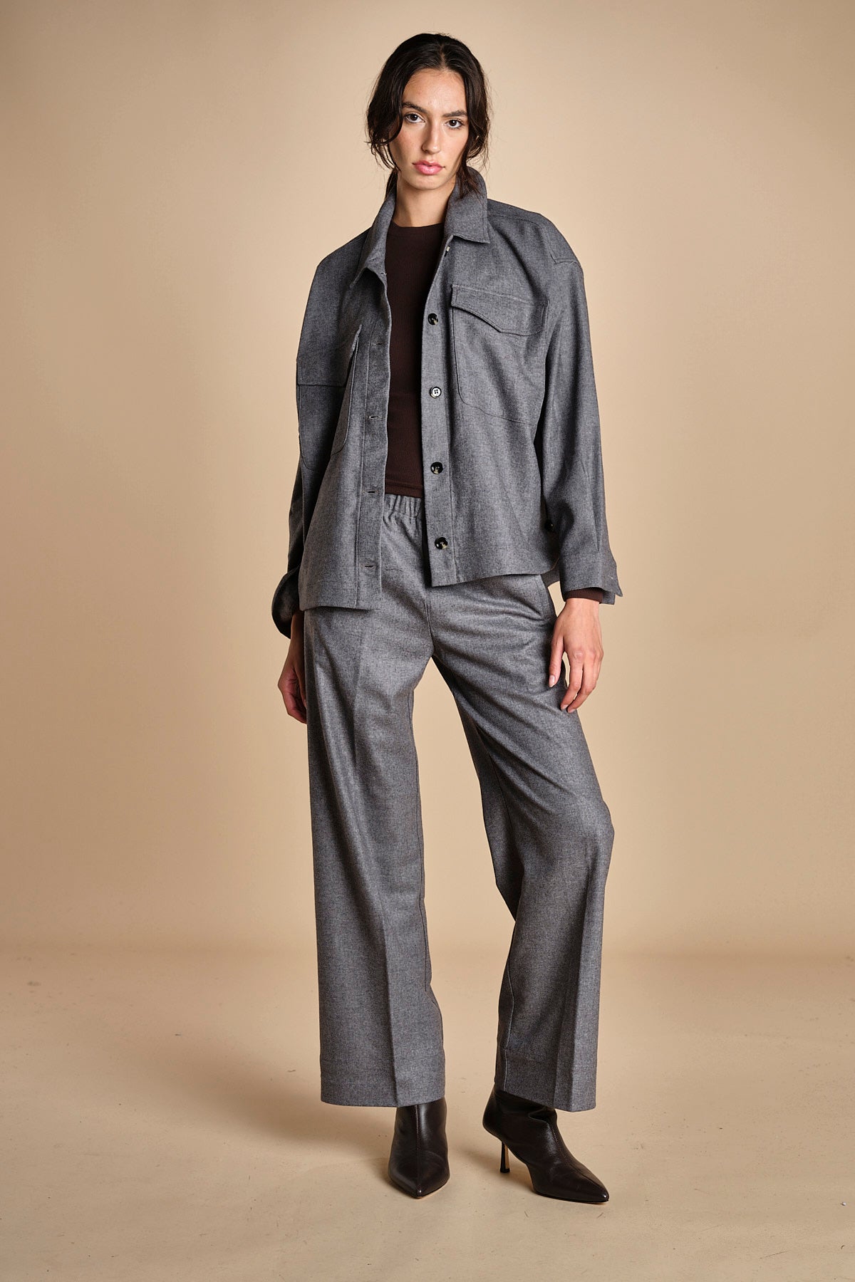 pantalone con elastico in punto milano PENSIL GREY true avenue 