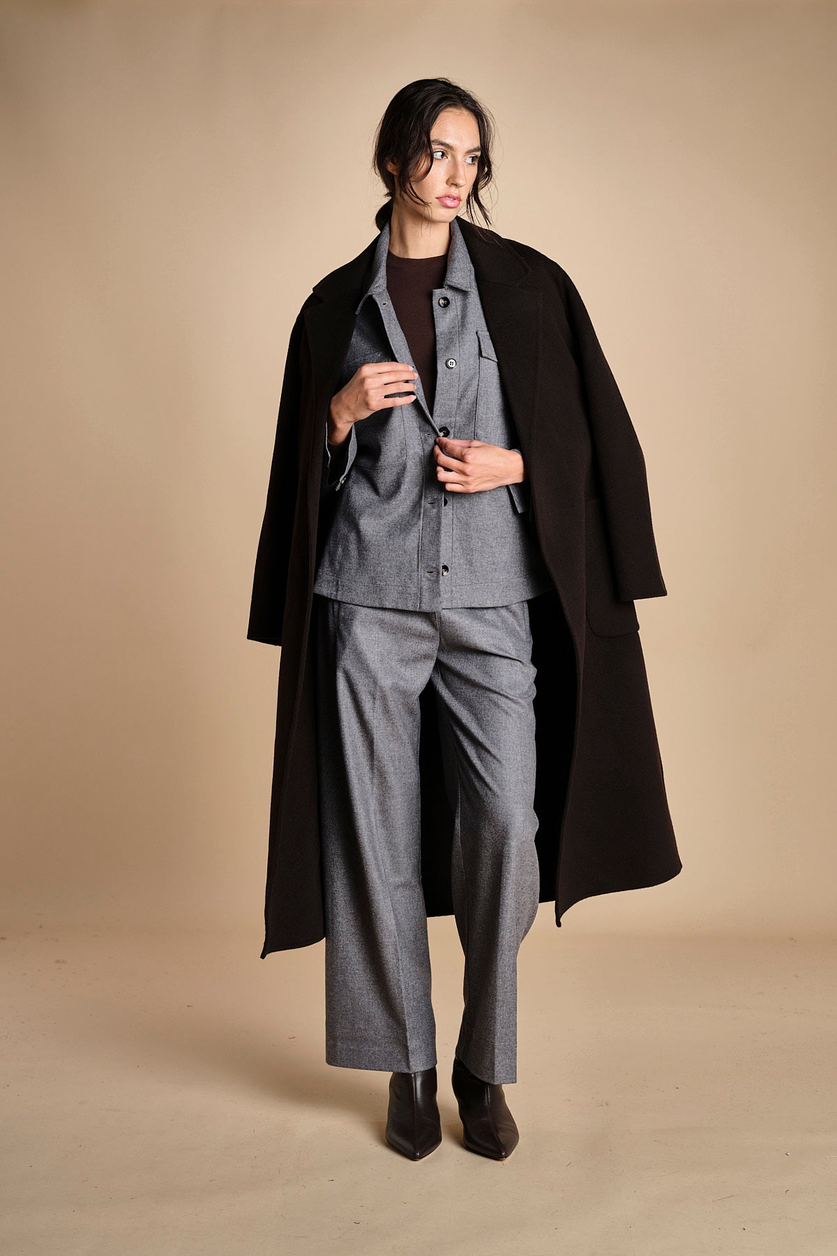 camicia in  flanella con tasche POLINE GREY true avenue 