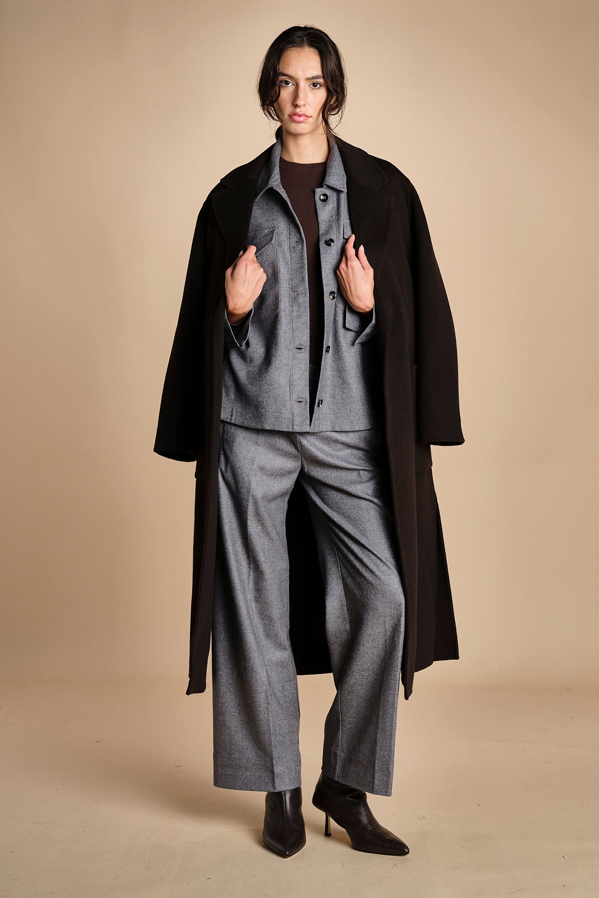 camicia in  flanella con tasche POLINE GREY true avenue 