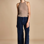 pantalone in veluto cropped ZELDA NAVYBLUE true avenue 