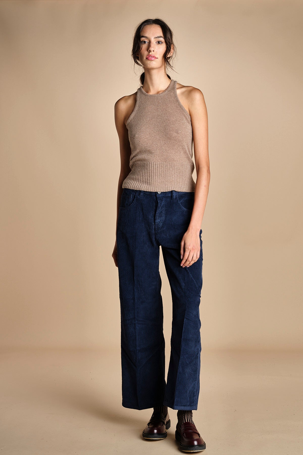 pantalone in veluto cropped ZELDA NAVYBLUE true avenue 