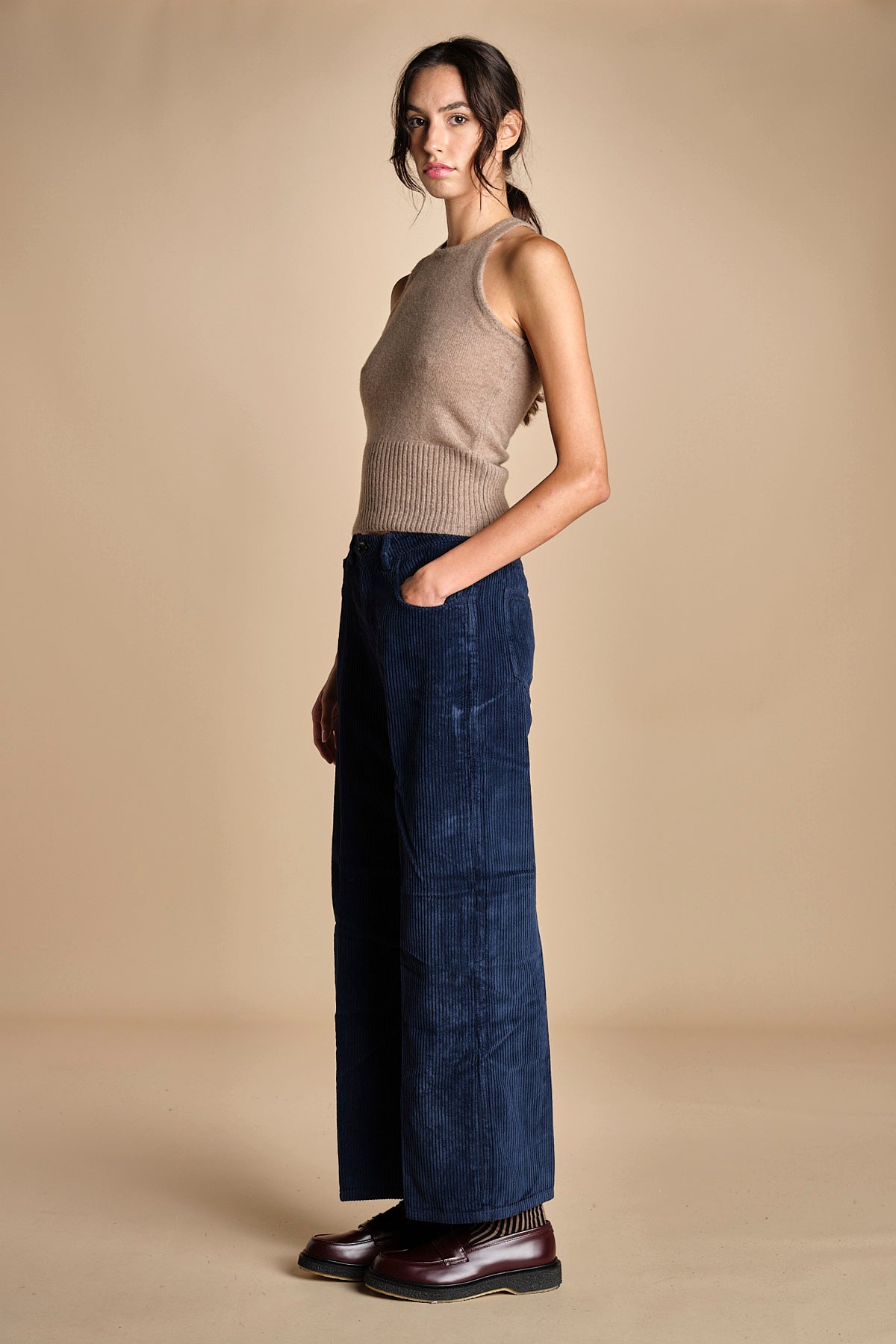 pantalone in veluto cropped ZELDA NAVYBLUE true avenue 