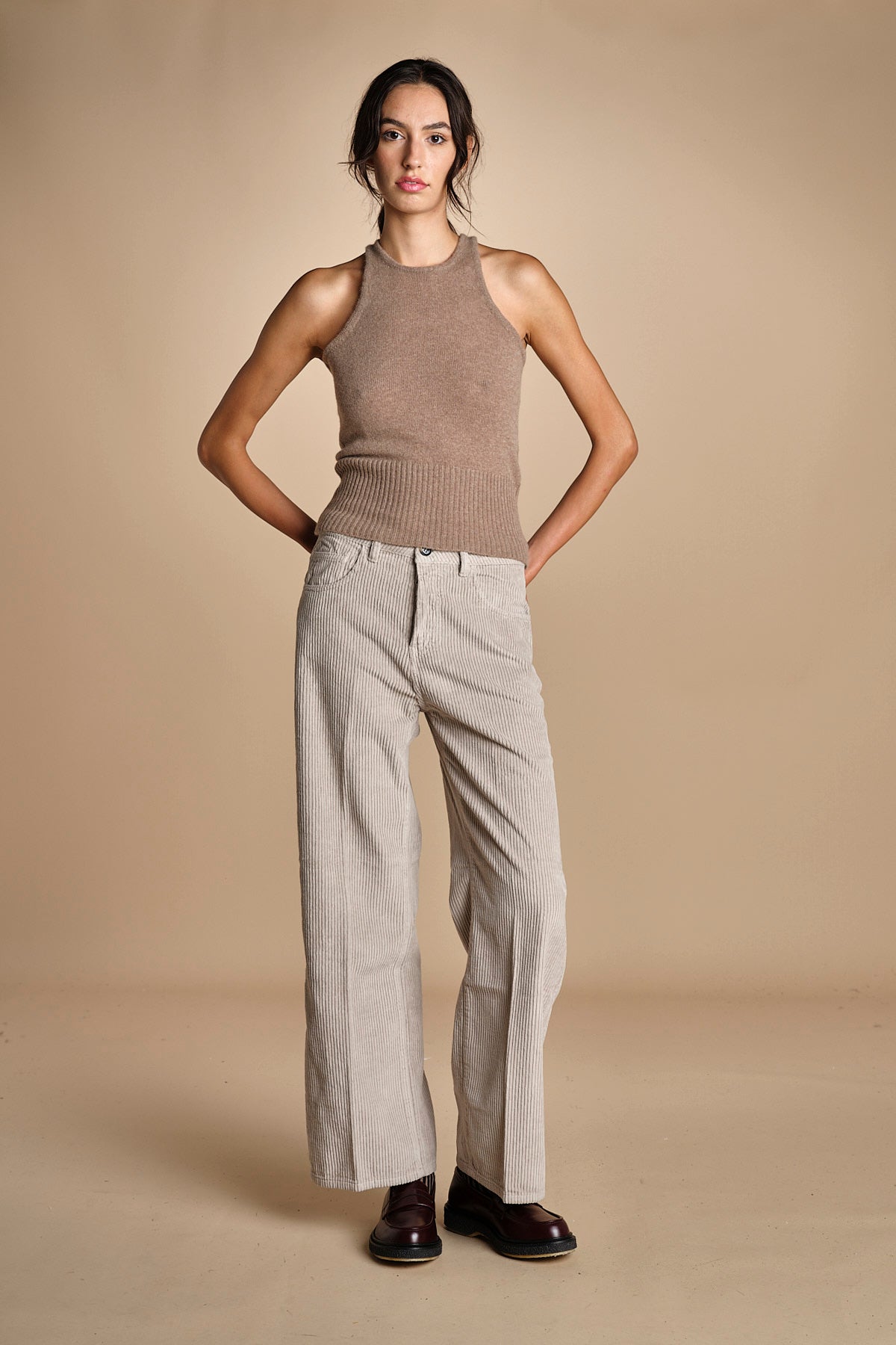 pantalone in velluto cropped ZELDA PEARL GREY true avenue 