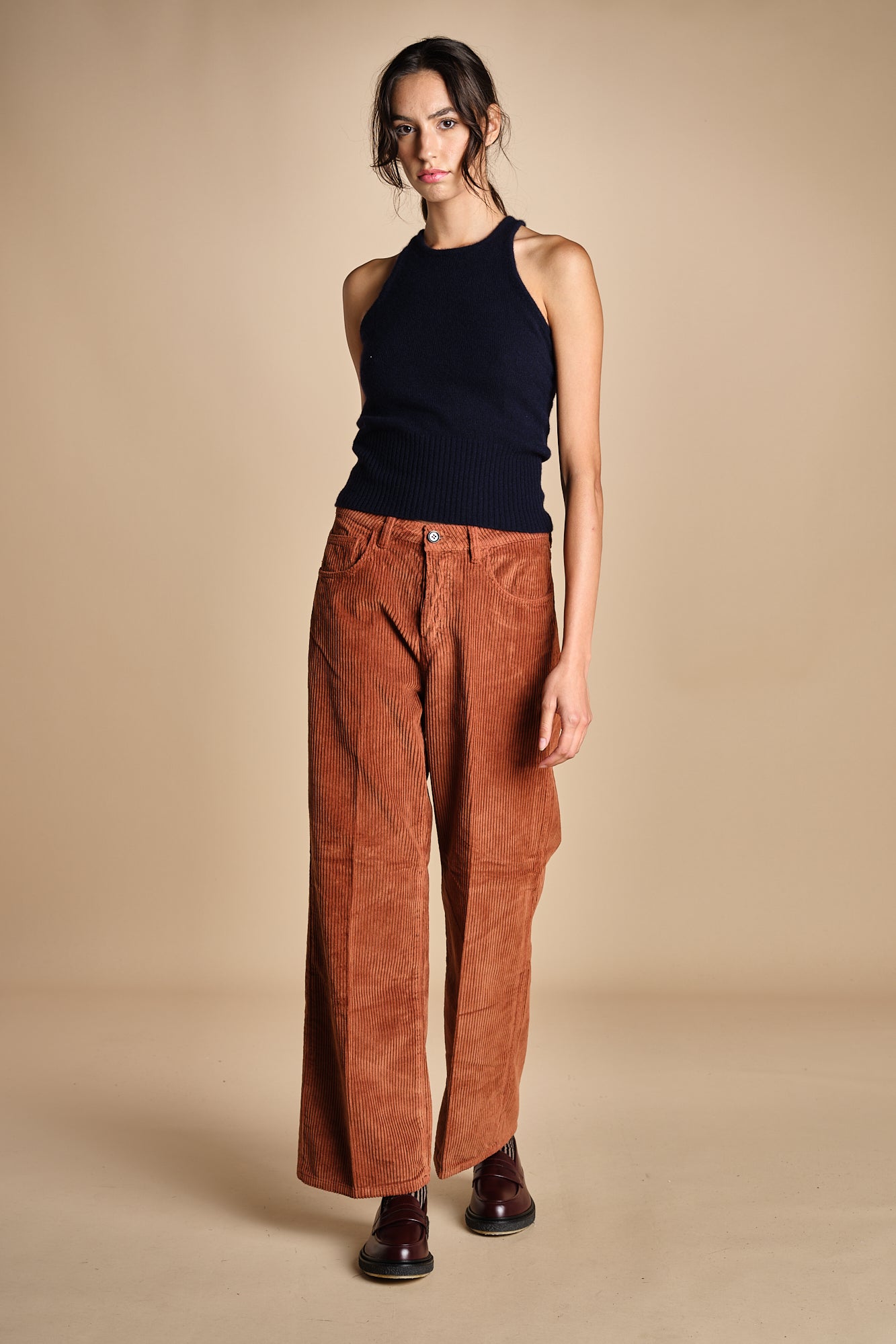 pantalone in velluto cropped ZELDA RUSSETED true avenue 