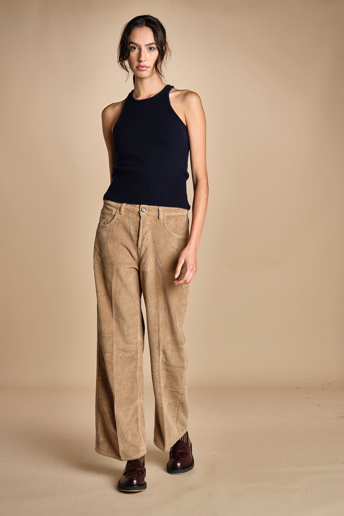 pantalone in velluto cropped ZELDA TOFEE true avenue 