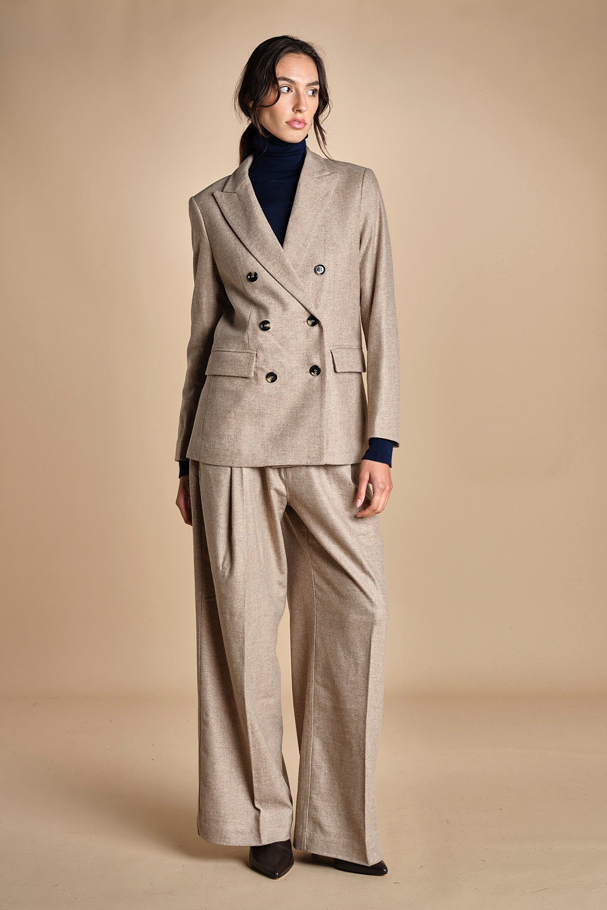 doppiopetto flanella di lana ZINA BEIGE true avenue 