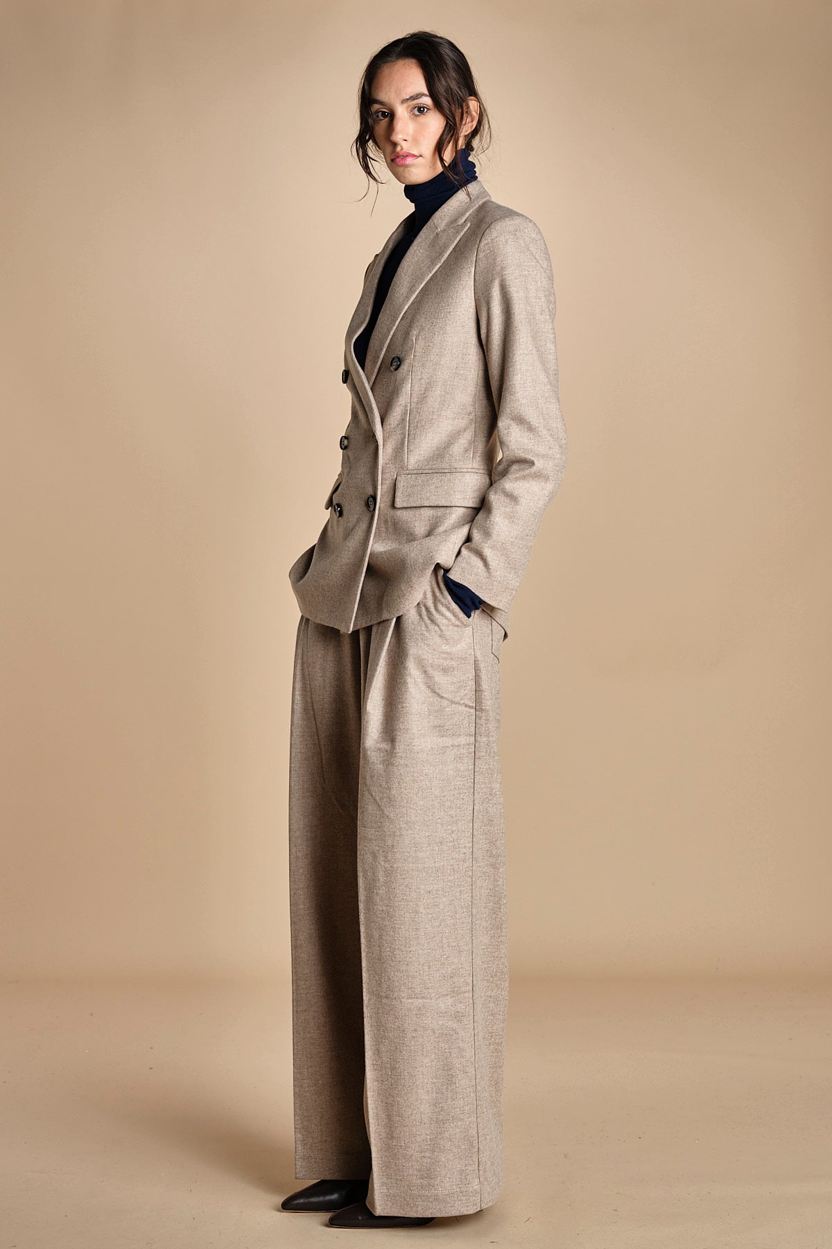 doppiopetto flanella di lana ZINA BEIGE true avenue 
