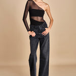 body monospalla in jersey e tulle SEX AND THE CITY BLACK undress code 