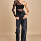 body monospalla in jersey e tulle SEX AND THE CITY BLACK undress code 