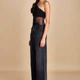 body monospalla in jersey e tulle SEX AND THE CITY BLACK undress code 