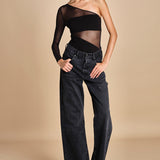 body monospalla in jersey e tulle SEX AND THE CITY BLACK undress code 