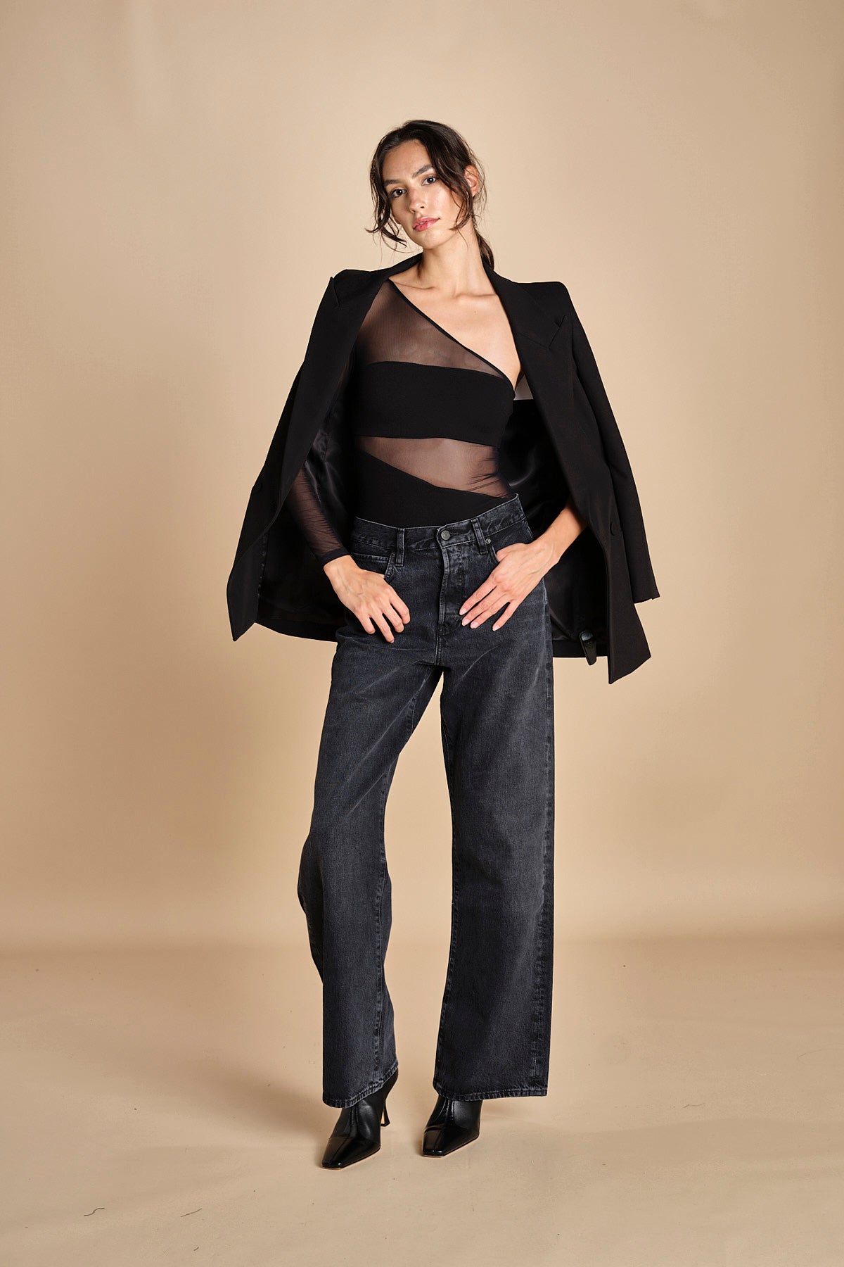 body monospalla in jersey e tulle SEX AND THE CITY BLACK undress code 