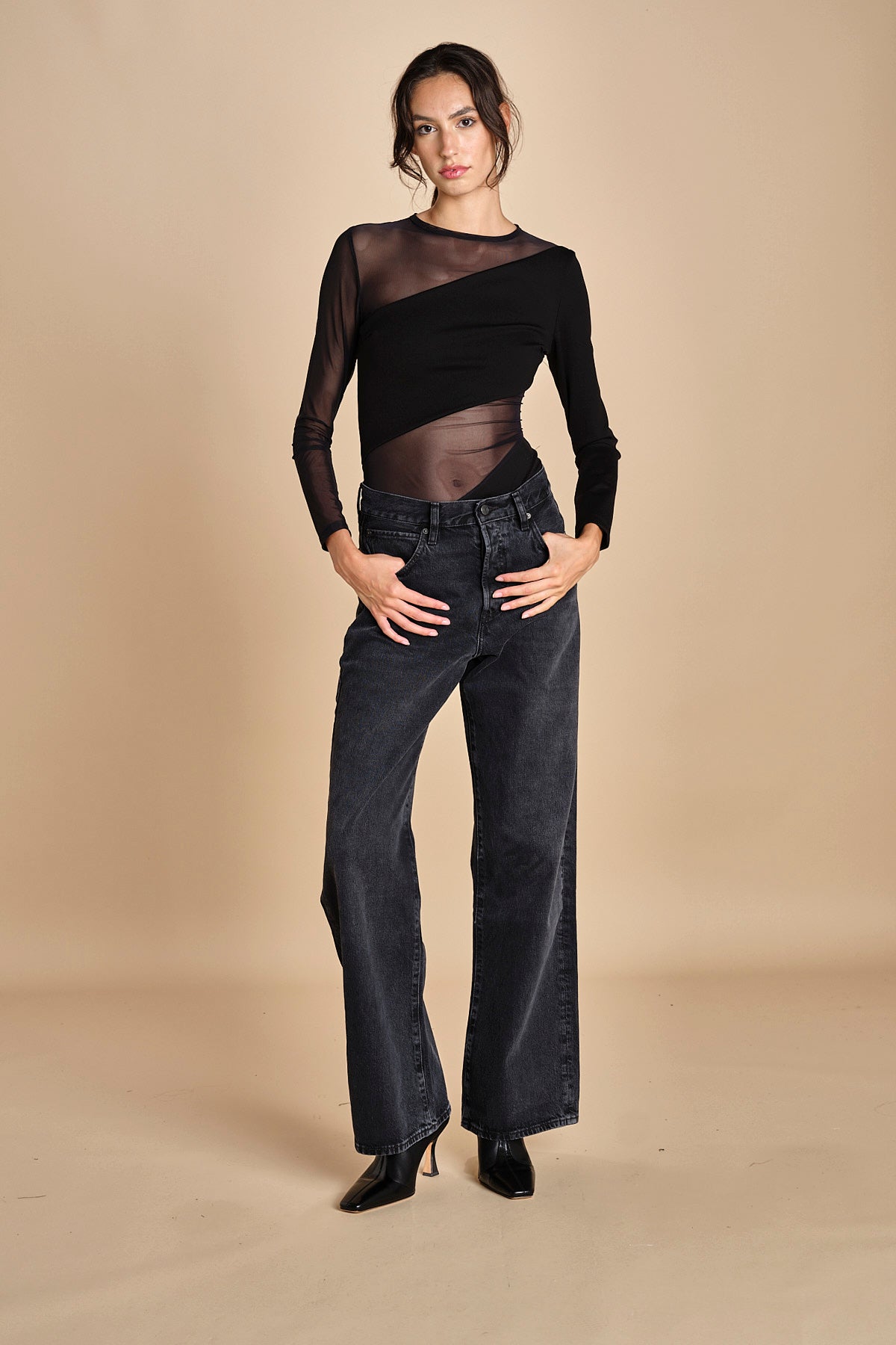 body manica lunga con banda obliqua STARSTRUCK BLACK undress code 