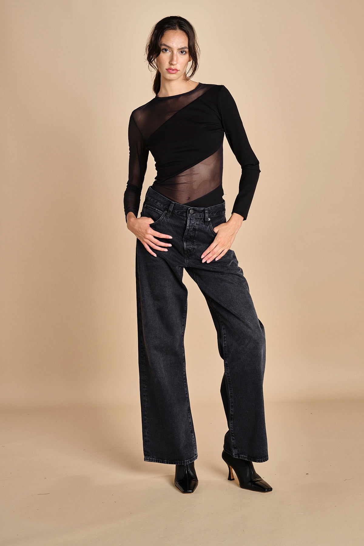body manica lunga con banda obliqua STARSTRUCK BLACK undress code 