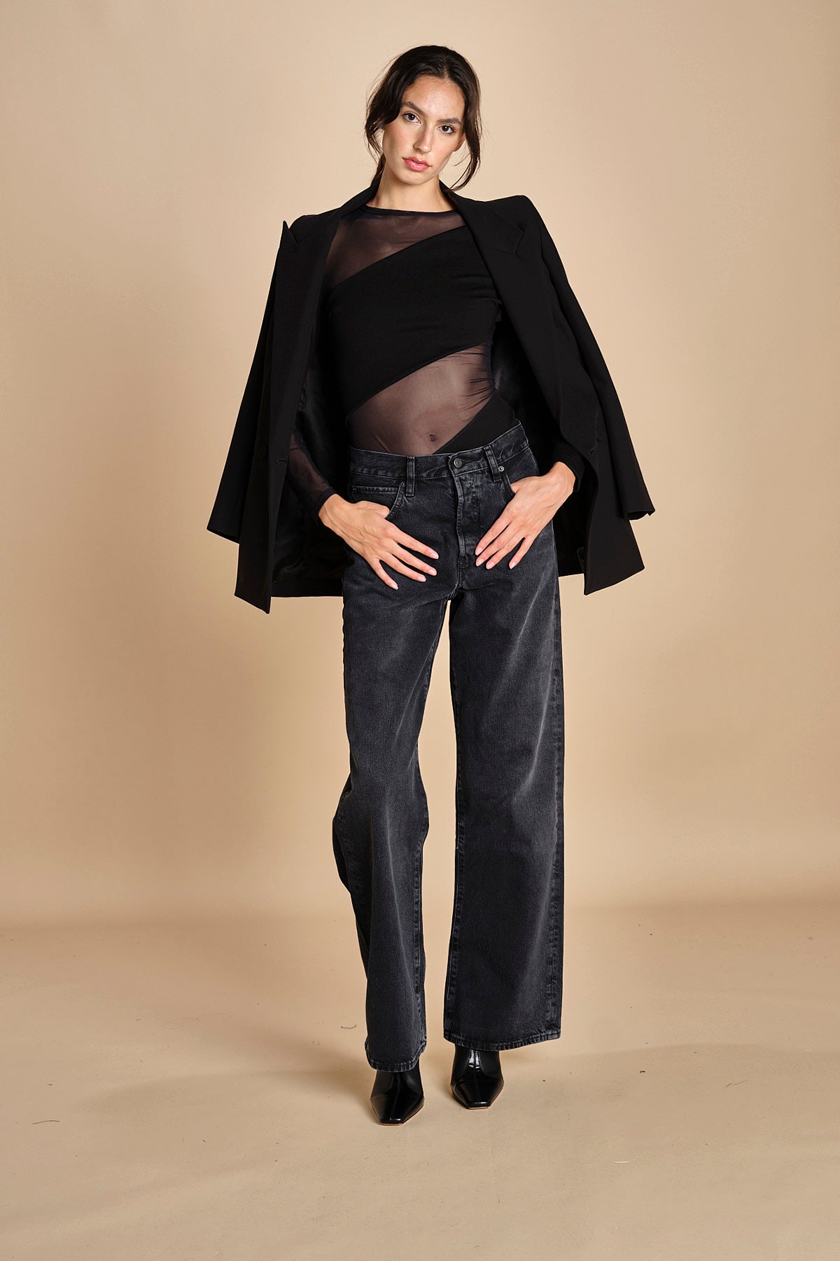 body manica lunga con banda obliqua STARSTRUCK BLACK undress code 