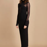 abito manica lunga con trasparenze UPTOWN BLACK undress code 