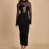 abito manica lunga con trasparenze UPTOWN BLACK undress code 