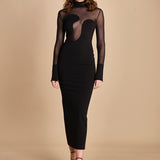 abito manica lunga con trasparenze UPTOWN BLACK undress code 