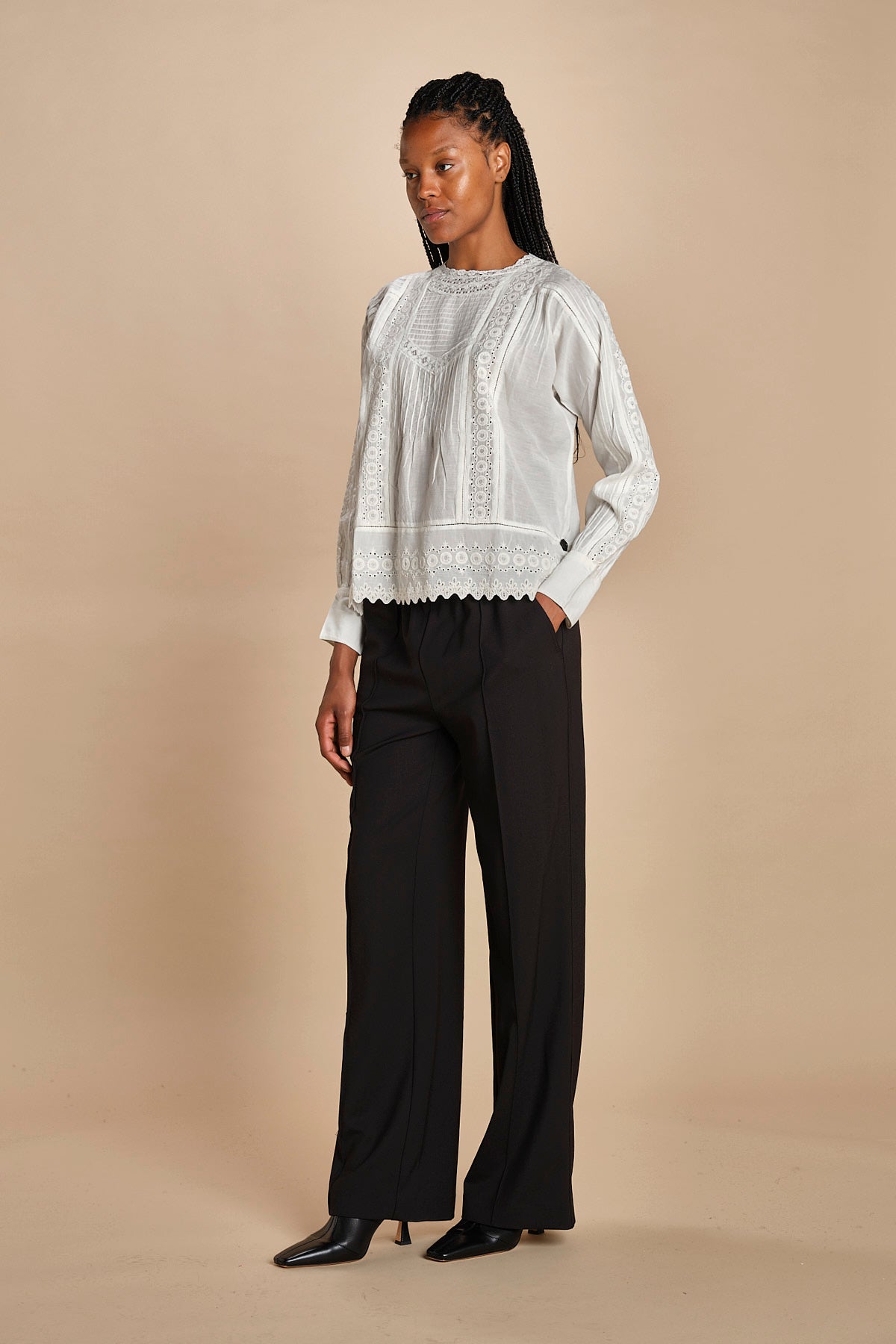 camicia con nervature e ricami FLORITA 2HVA27-V09831 BLANC vanessa bruno 
