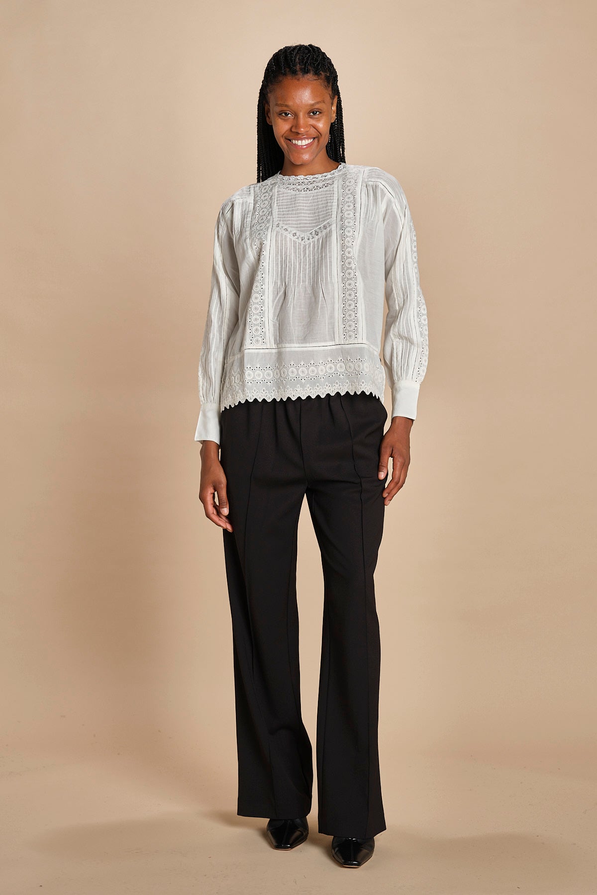 camicia con nervature e ricami FLORITA 2HVA27-V09831 BLANC vanessa bruno 