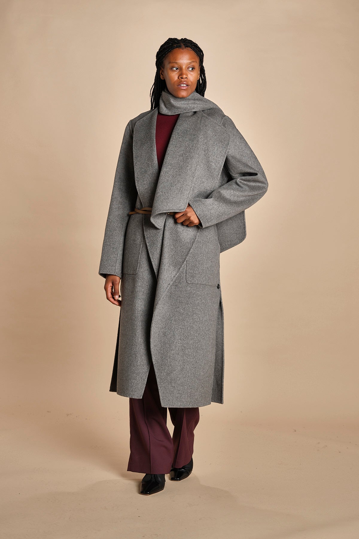 cappotto double con sciarpa VALERAN 3HVA36-V01001 GRIS CHINE vanessa bruno 