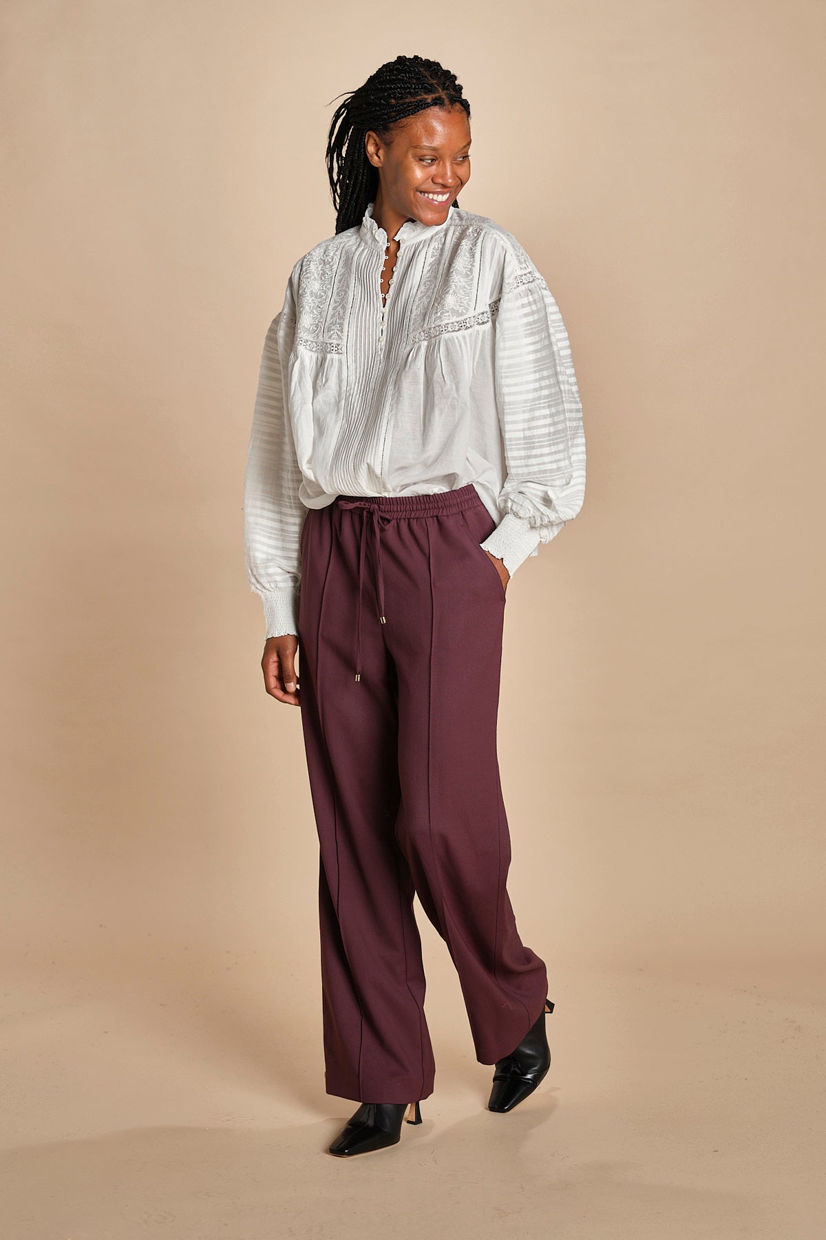 pantalone con coulisse in tela lana CLIFF 5EVA01-V04013 BORDEAUX vanessa bruno 
