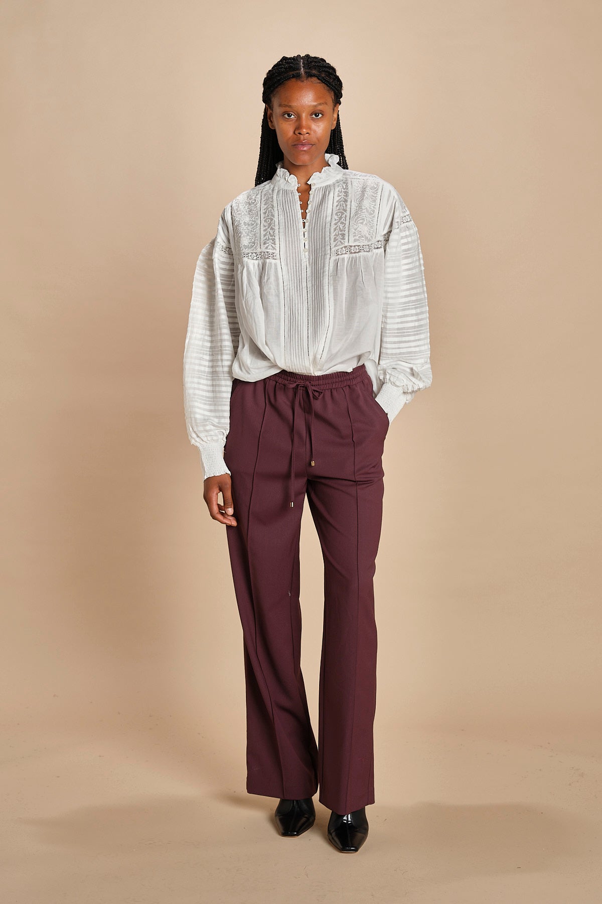 pantalone con coulisse in tela lana CLIFF 5EVA01-V04013 BORDEAUX vanessa bruno 