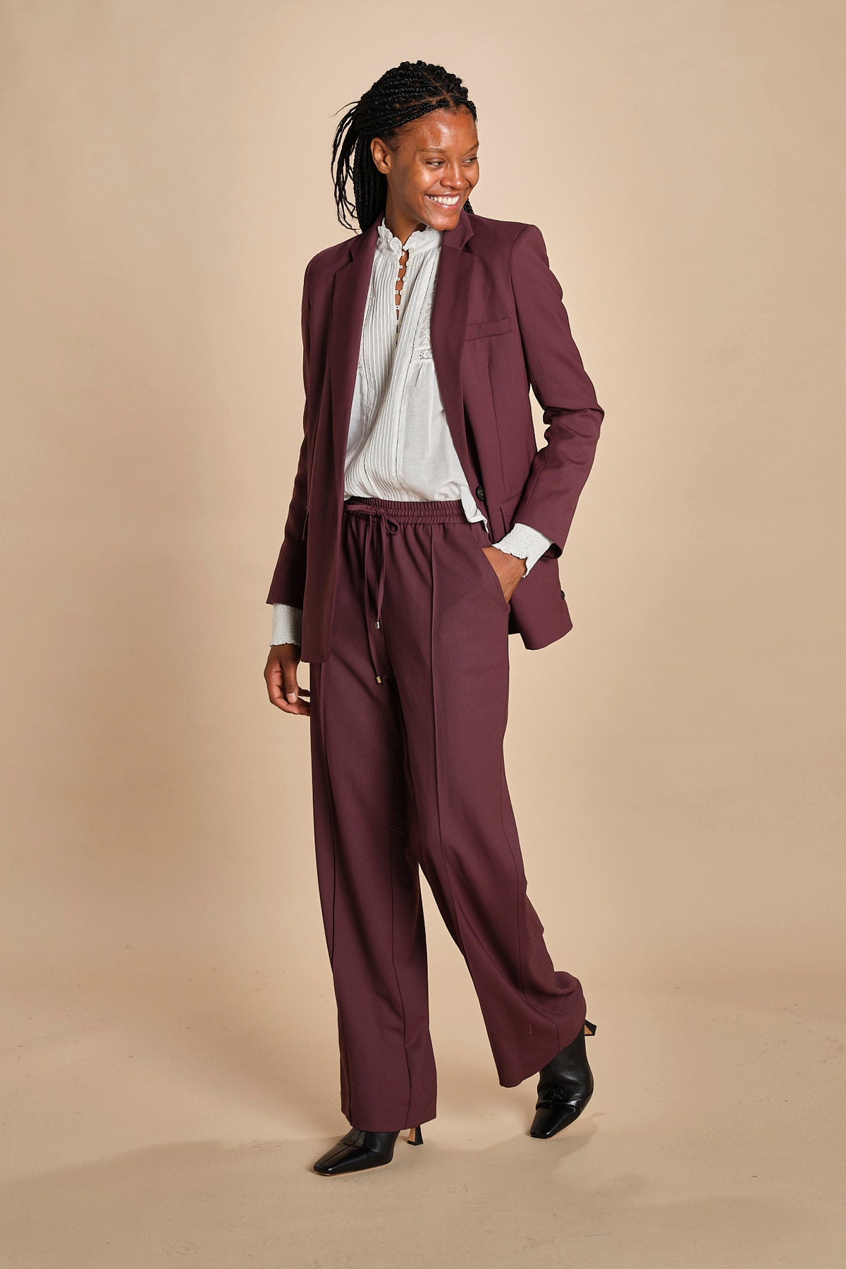pantalone con coulisse in tela lana CLIFF 5EVA01-V04013 BORDEAUX vanessa bruno 
