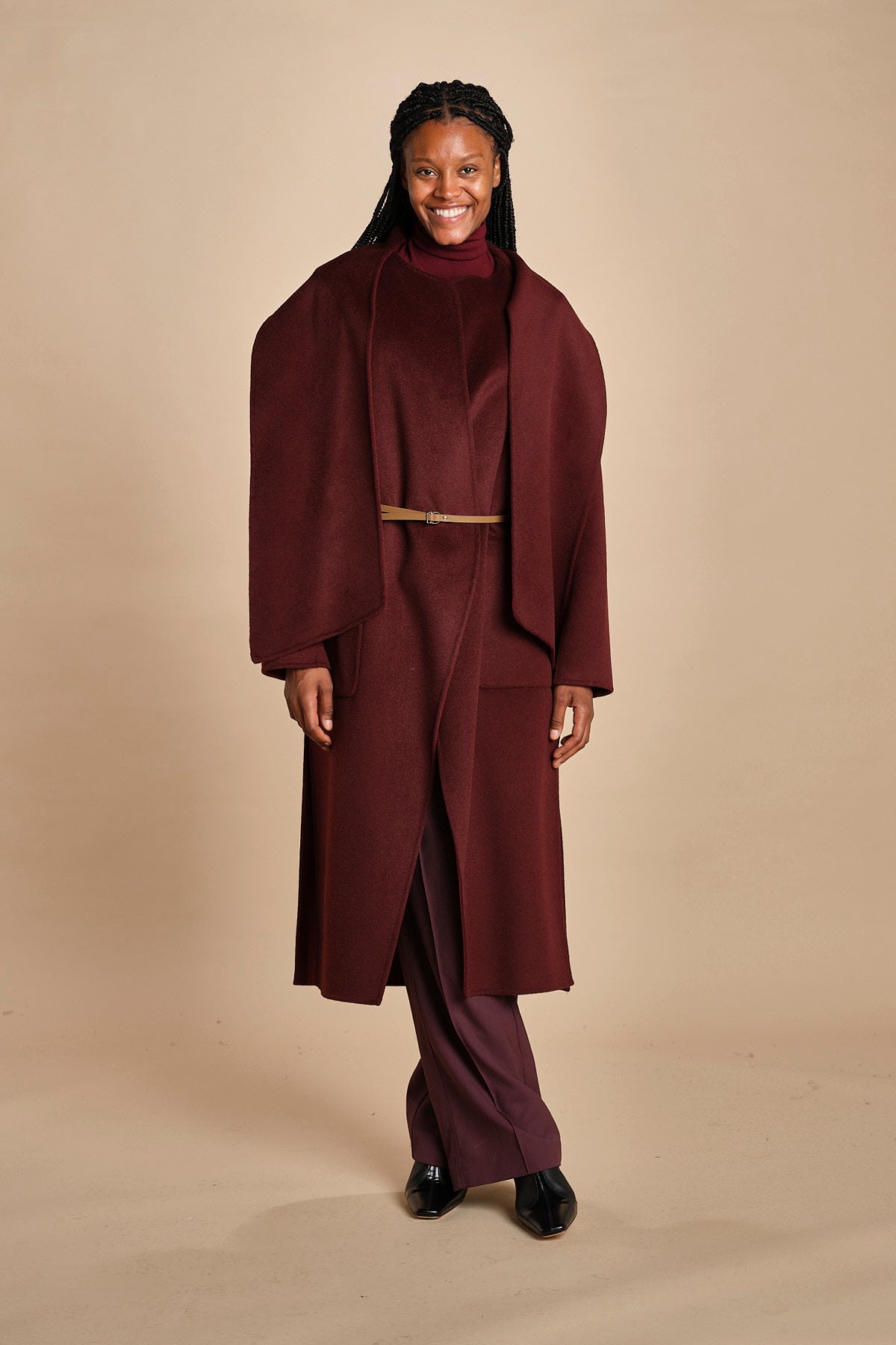 cappotto double con sciarpa VALERAN 5HA28-V01001 BORDEAUX vanessa bruno 