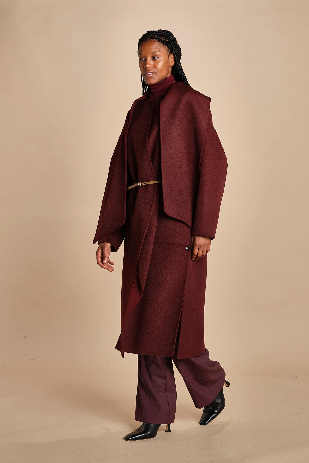 cappotto double con sciarpa VALERAN 5HA28-V01001 BORDEAUX vanessa bruno 