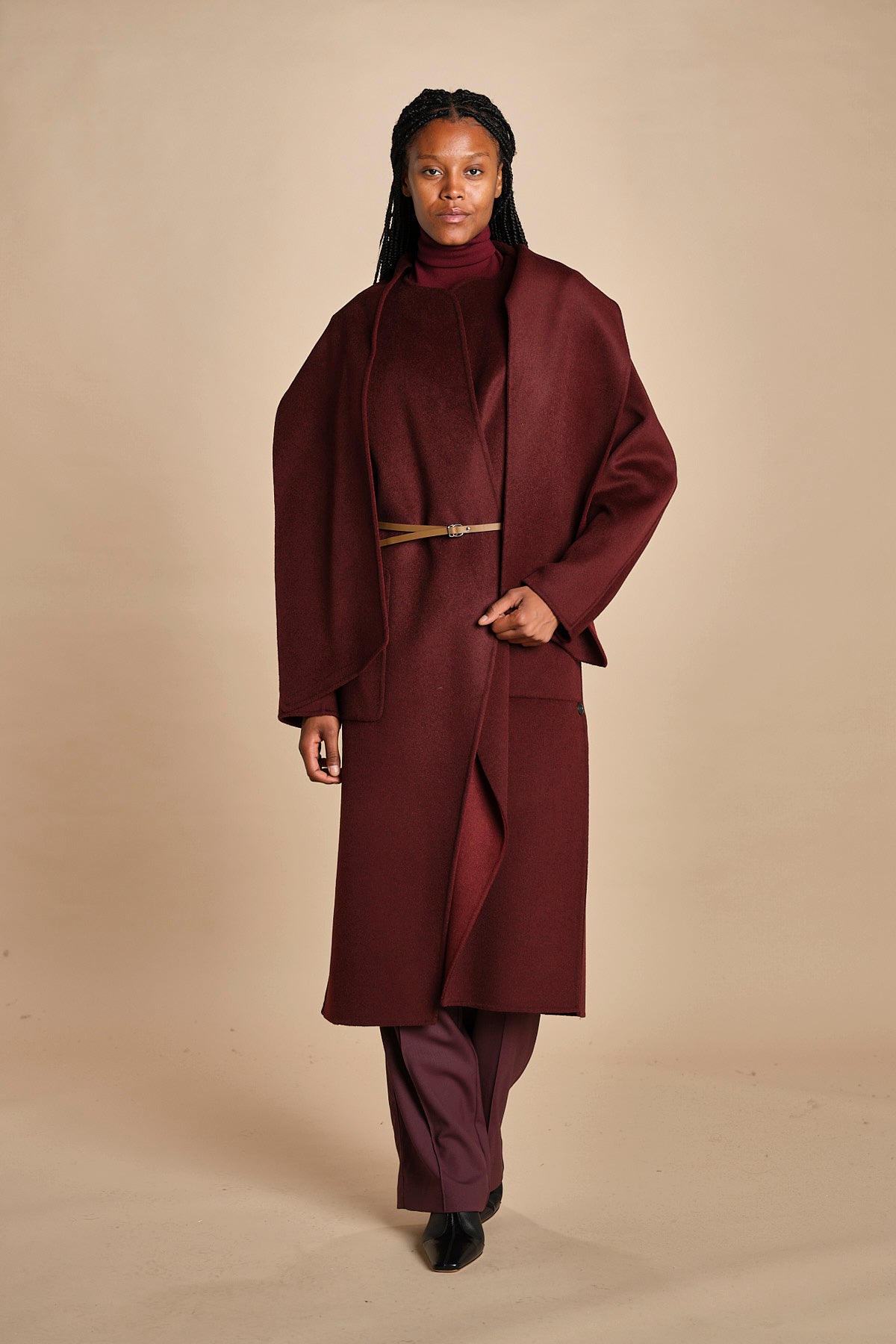 cappotto double con sciarpa VALERAN 5HA28-V01001 BORDEAUX vanessa bruno 