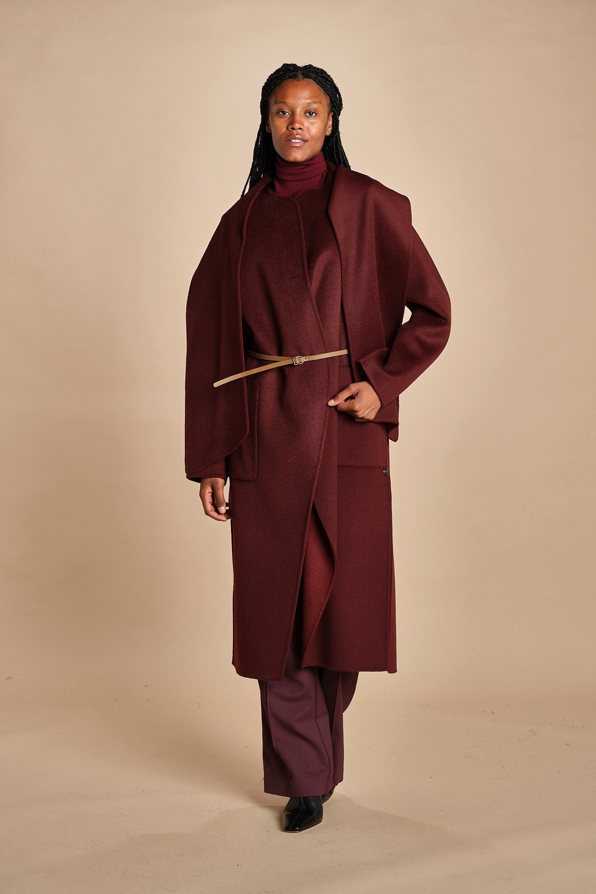 cappotto double con sciarpa VALERAN 5HA28-V01001 BORDEAUX vanessa bruno 