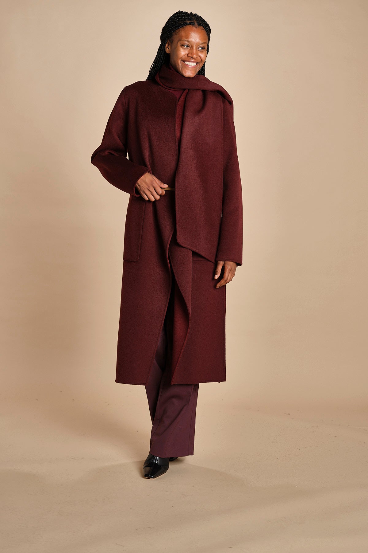 cappotto double con sciarpa VALERAN 5HA28-V01001 BORDEAUX vanessa bruno 