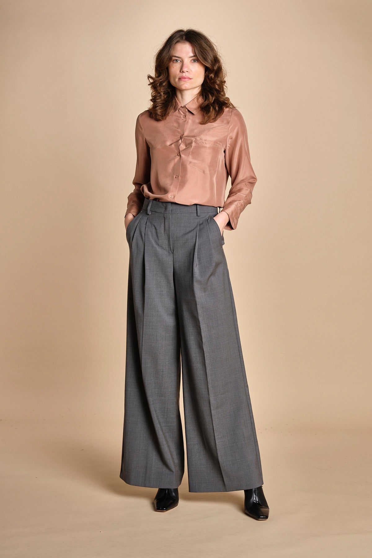 pantalone con pinces tela lana ADELFI 2525136072600 GRIGIO weekend maxmara 