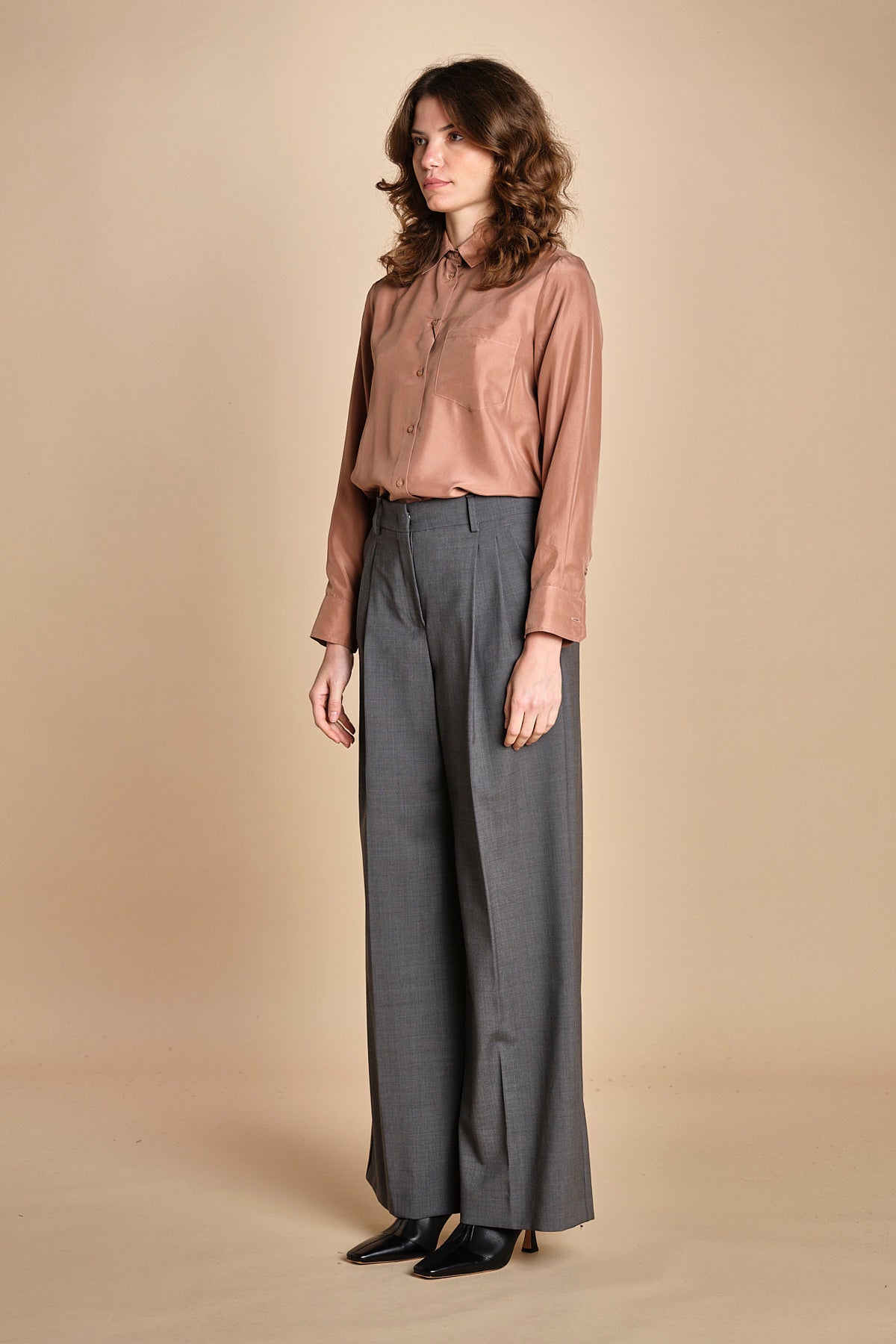 pantalone con pinces tela lana ADELFI 2525136072600 GRIGIO weekend maxmara 