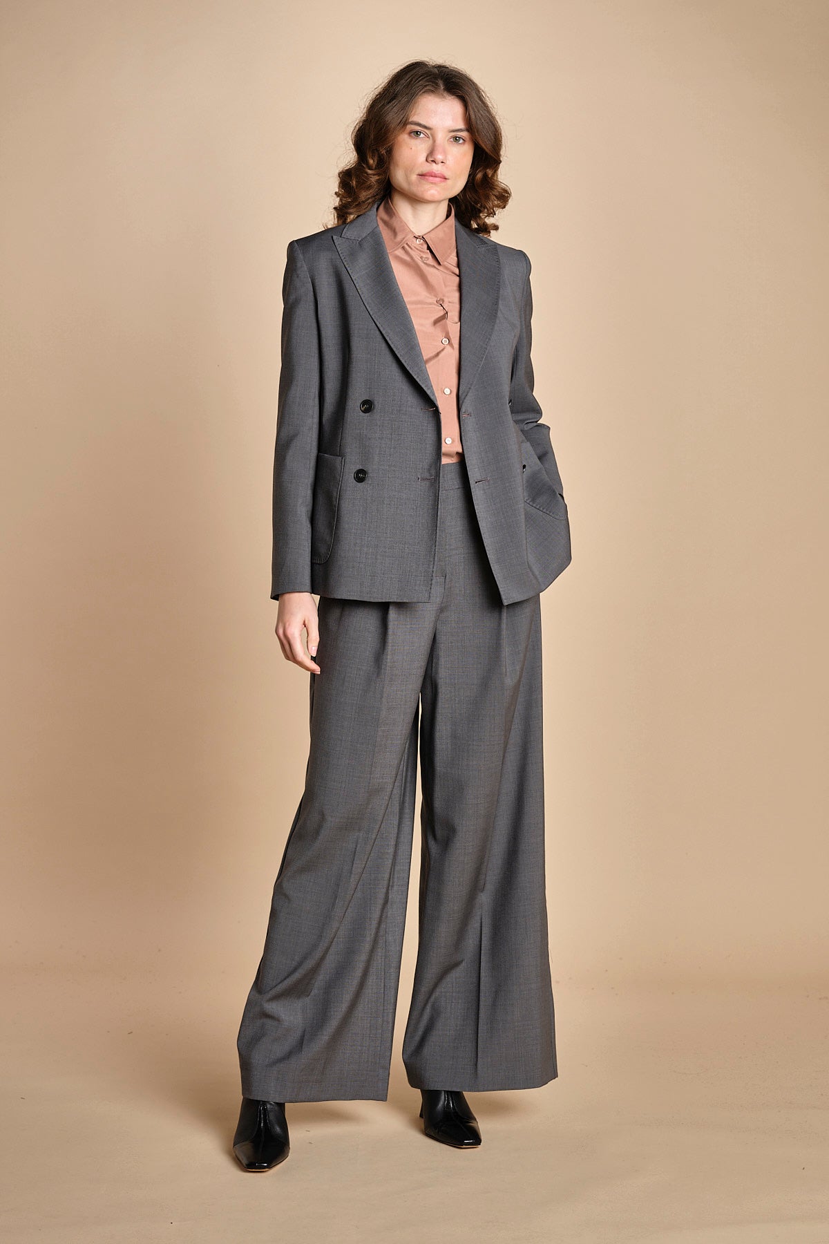 pantalone con pinces tela lana ADELFI 2525136072600 GRIGIO weekend maxmara 