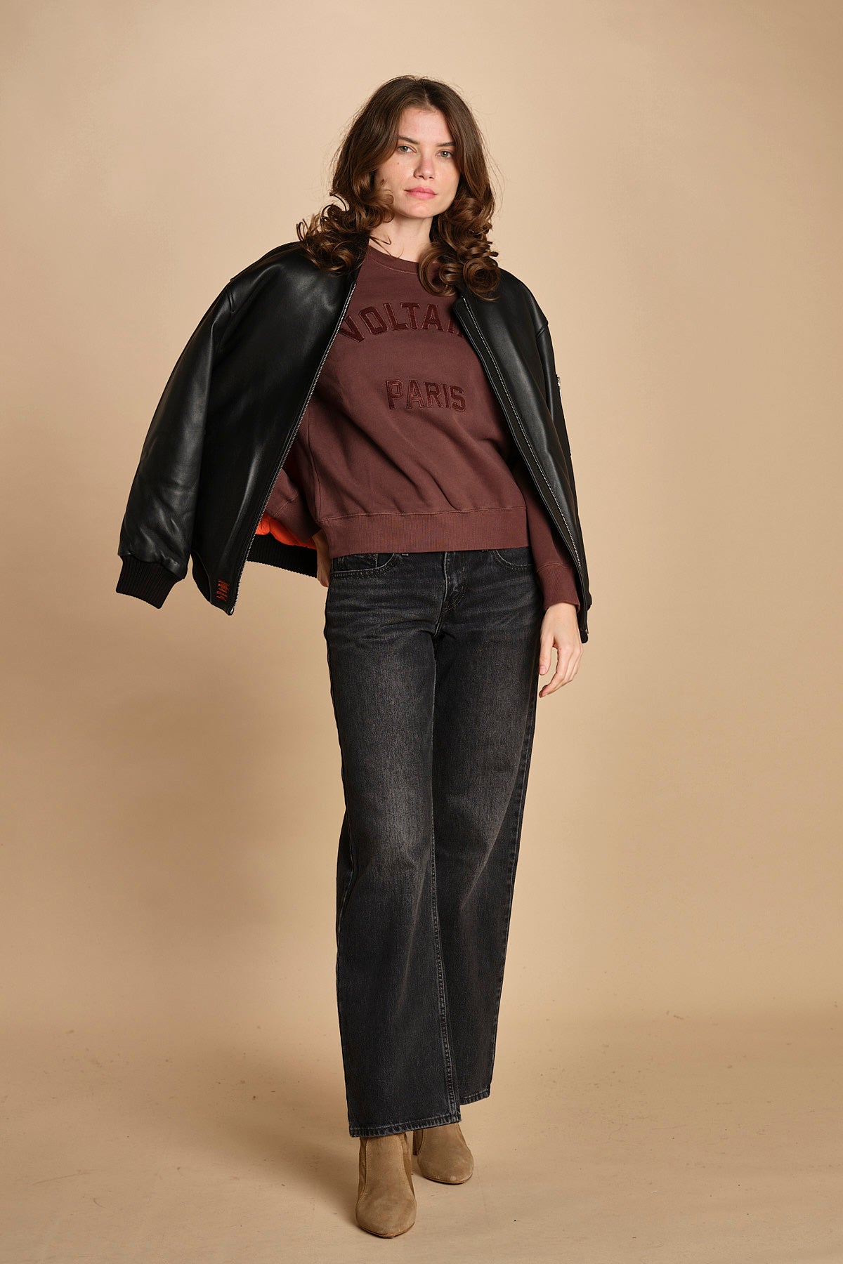 felpa girocollo. JWSS01674 BURGUNDY 540 zadig & voltaire 