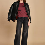 t-shirt con ali ricamate. JWTS02821 BURGUNDY 540 zadig & voltaire 