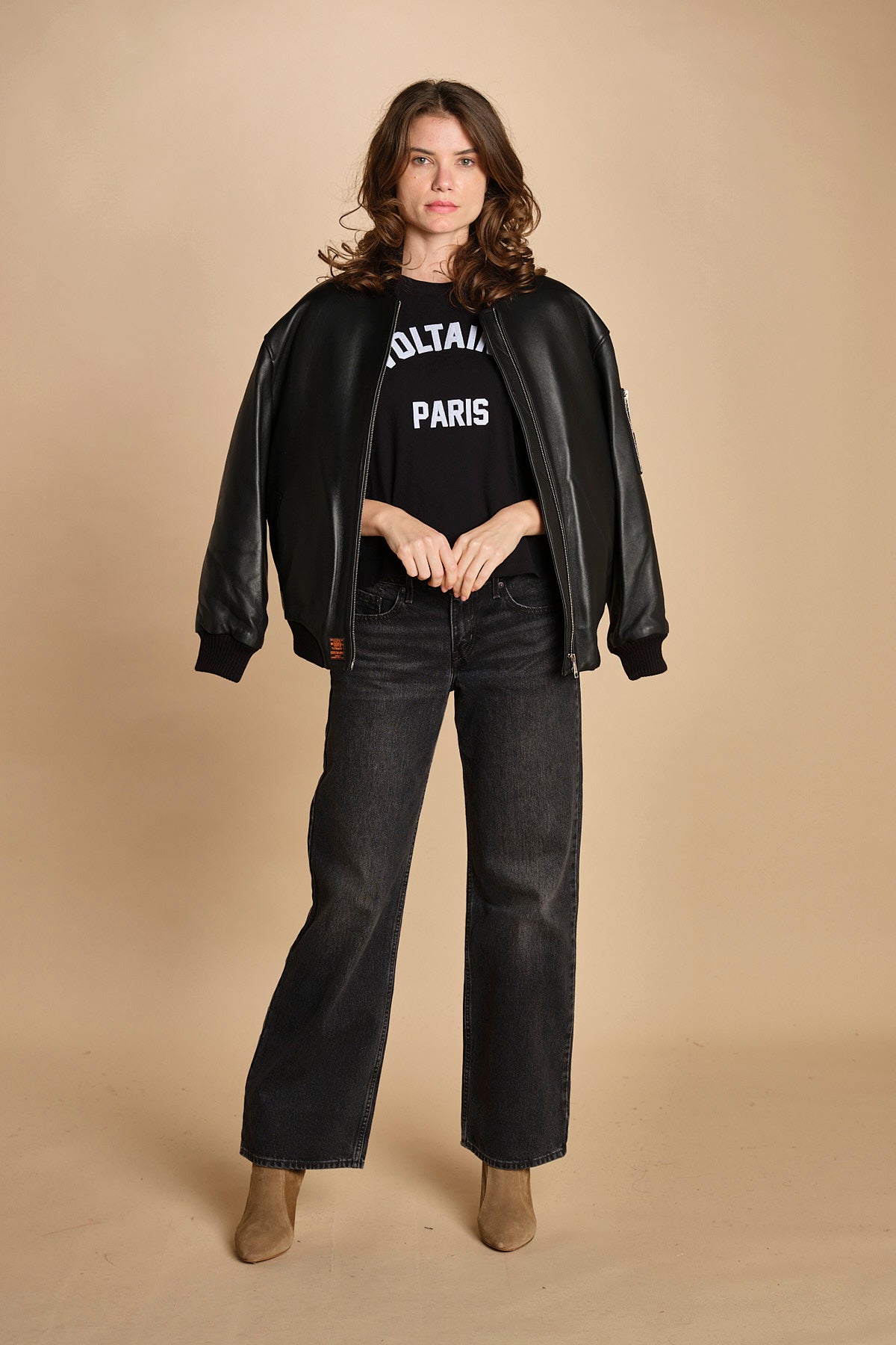 t-shirt con scritta. JWTS02837 BLACK 011 zadig & voltaire 