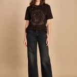 t-shirt con scritta e strass. JWTS02845 DARK CHOCOLATE 213 zadig & voltaire 